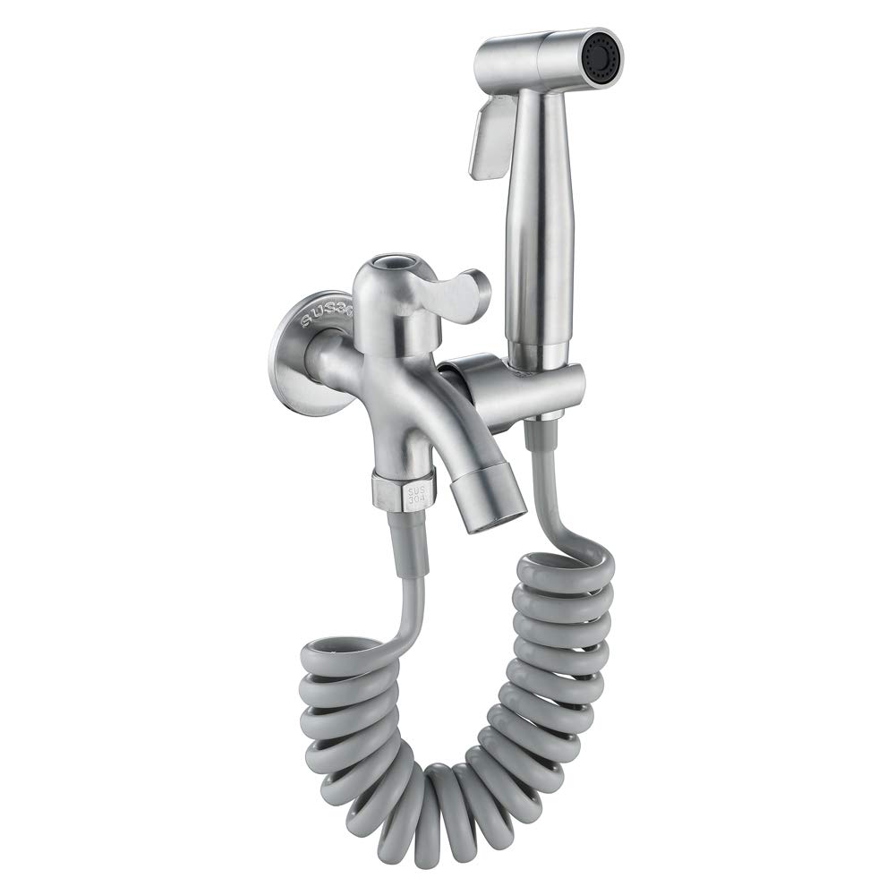 Grifo de bidé de acero inoxidable, rociador shattaf y ducha inodoro