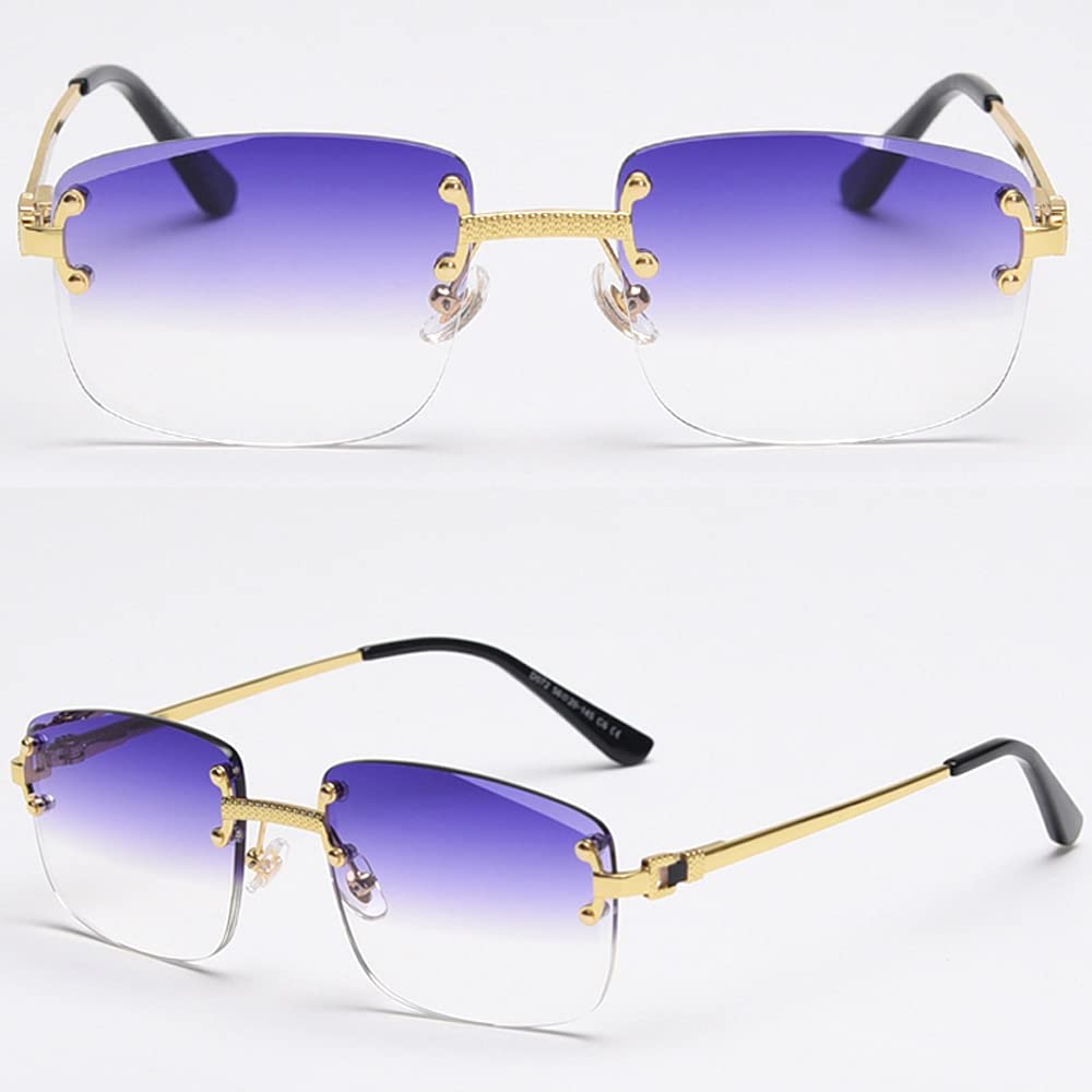 kachawoo Occhiali da sole senza bordi quadrati sfumati occhiali senza montatura vintage retrò