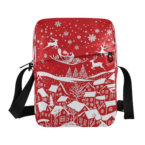 MCHIVER Small Messenger Bag Christmas Village Crossbody Bag for Men Women Cell Phone Purse Wallet for Concert Beach Travel