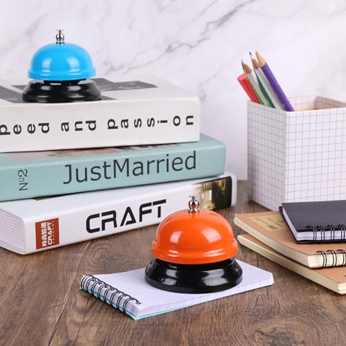 10 Pcs Game Call Bell Colorful Desk Bell Metal Ring Bell 3 Inch Diameter Hand Bells Bulk for Adults Service Bell for Desk Hotel Restaurant Office School Kitchen Bar Counter Supplies
