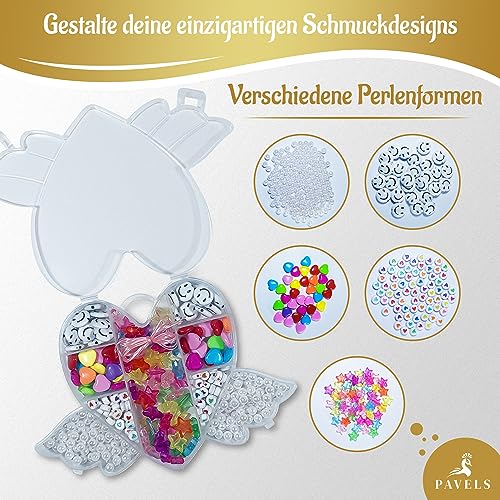 PAVELS Beads for Threading Children's Jewellery for Crafts DIY Heart Wings Heart Bead Set Gift Idea for Girls 4 5 6 7 8 9 10 Years - Image 2