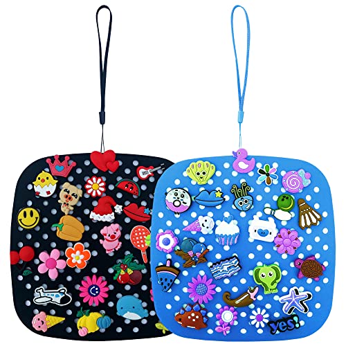 DAWANGSOLI charm organizer Shoe Charms Display Stand 2Pieces Portable Flexible organizers and storage Roll Bag (FBLACKL)