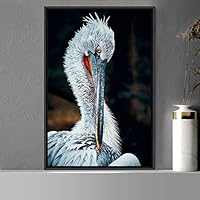 Framed Canvas Wall Art Single Bird Birds Expressive Farmhouse/Country Multicolor Photography Portrait Single - 16x24 inches