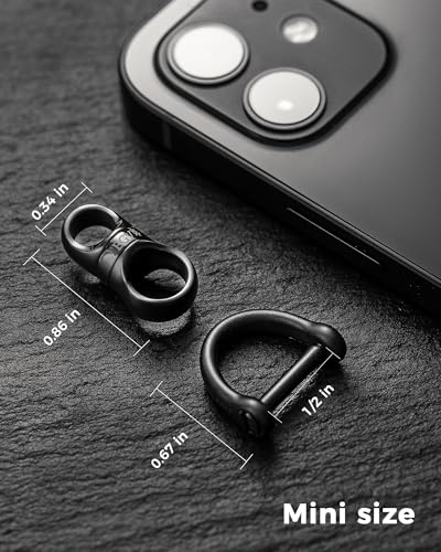 Image of FEGVE Titanium 360 Swivel Key Ring with 1 /2″ D Ring Keychain for Car Key | Very Mini Key Link Connector, Titanium ultra-light, Rust-proof, Anti-deform, Tangle-free Swivel