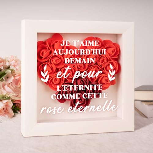 Apjielop Cadeau Saint Valentin Femme, Rose Eternelle Décoration Cadeau pour Petite Amie & Femme, Cadeau Couple, Idée Cadeau Saint Valentin Anniversaire, Cadeau Original Amoureux pour Homme