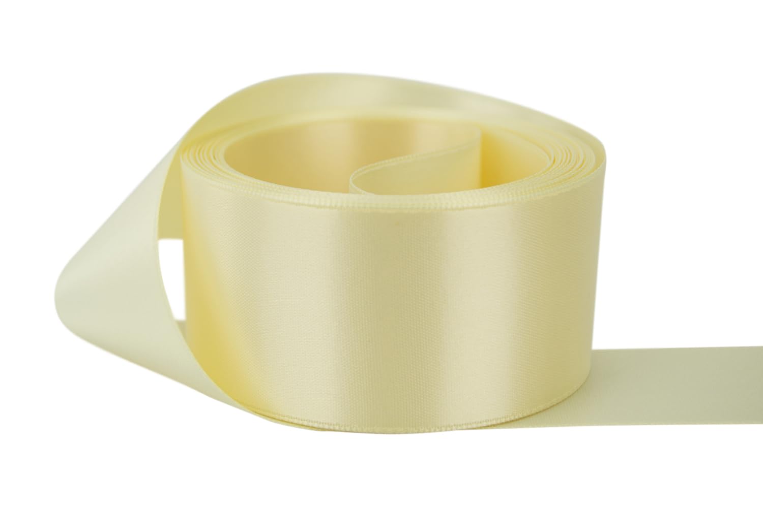 Ribbon Bazaar Double Faced Satin - Premium Gloss Finish - 100% Polyester Ribbon for Gift Wrapping, Crafts, Scrapbooking, Hair Bow, Decorating &amp; More - 1/4" Ivory 50yd Spool