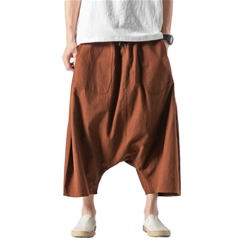 Pantalon d'été décontracté en lin marron idéal pour vos vacances - 6
