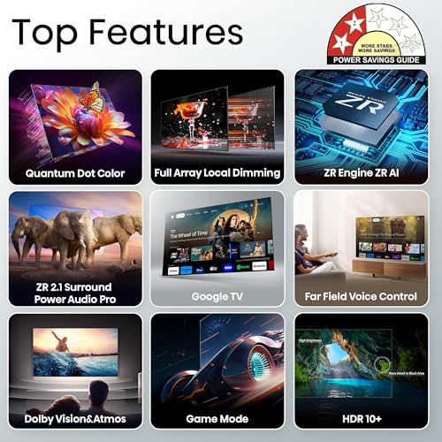 Image of Toshiba 164 cm (65 Inches) 4K Ultra HD Smart QLED Google TV | Dolby Vision Atmos, HDR10+ | 2.1 CH 49W Powerful Speakers with Sub Woofer | VRR 120 Hz & Game Mode | REGZA Engine ZR | 65M550NP (Black)