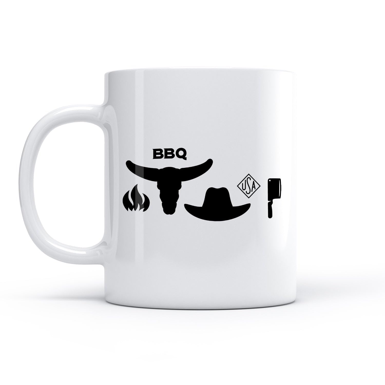 LAYEHDF White Mugs Characters American Barbecue Diner Restaurant Cafe （11oz/320ml） Ceramic Coffee Mug for Cappuccino Tea, Milk,