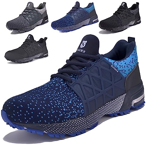 SUADEX Indestructible Steel Toe Shoes Men Women Safety Work Sneakers Comfortable Lightweight Blue