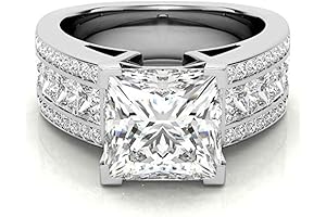 Elegant 4 Carat Princess Cut Solitaire Moissanite Engagement Ring for Her