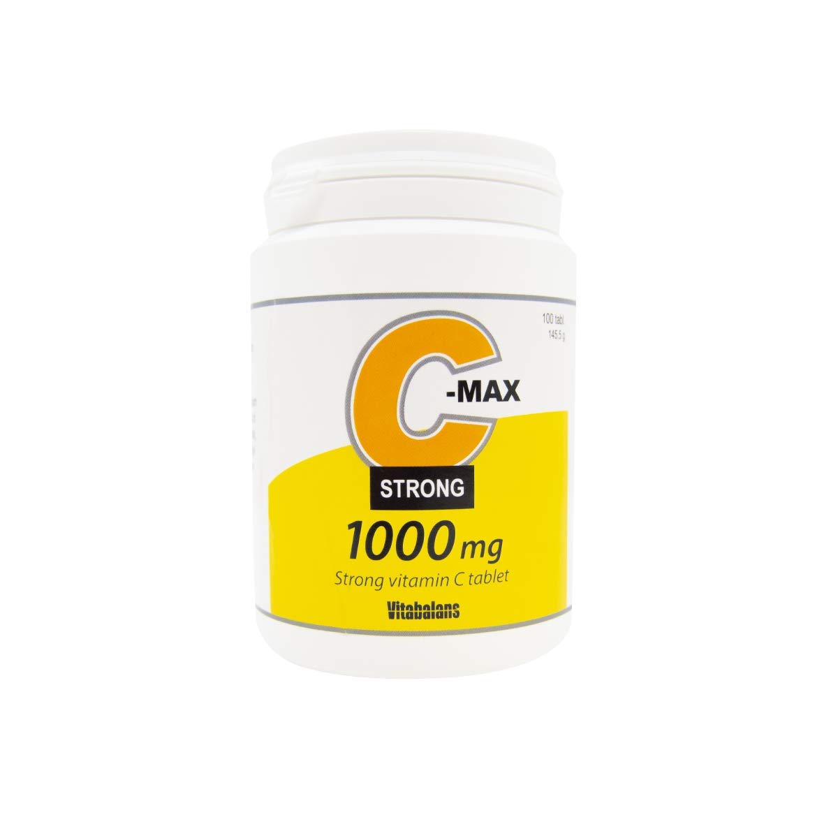 VITABALANS C-Max Strong Vitamin C 1000 mg, Supports Immune System, Vegan, Sugar-Free, Lactose-Free, Gluten-Free, 120 Tablets.