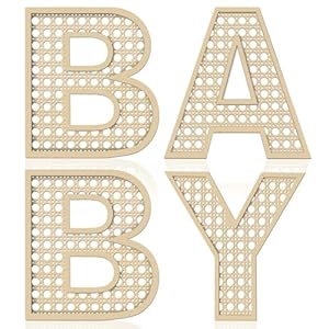 Baby Letters for Baby Shower Wooden Rattan Letters 8 inch 4Pcs for Nursery Wall Decor Large Boho Sign Alphabet Letter for Baby Boy Girl Shower Bedroom Newborn Birthday Gift Home Decorations Baby Letters for Baby Shower Wooden Rattan Letters 8 inch 4Pcs for Nursery Wall Decor Large Boho Sign Alphabet Letter for Baby Boy Girl Shower Bedroom Newborn Birthday Gift Home Decorations