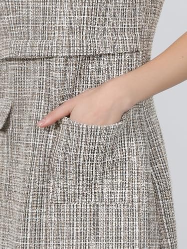 Image of Hobemty Women's Sleeveless Tweed Dress Boat Neck Work Office Sheath Dresses