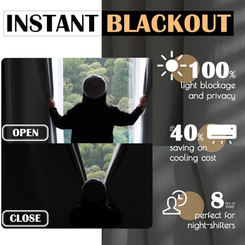 jinchan 100% Blackout Curtain 84 Inches Long White Curtain for Bedroom Living Room Linen Textured Thermal Insulated Curtain Grommet Top Window Drape 1 Panel White - Image 5