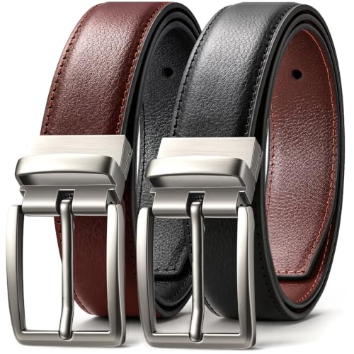 LMUGOOS Mens Reversible Leather Dress Belt