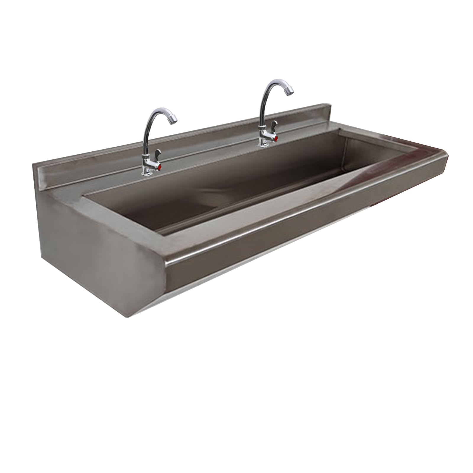 SGKOMN Wall Mount Stainless Steel Sink for Washing with Faucet, Commercial Kitchen Sink Hand Basin Laundry Utility Sink-120X40Cm/47.2X15.7In