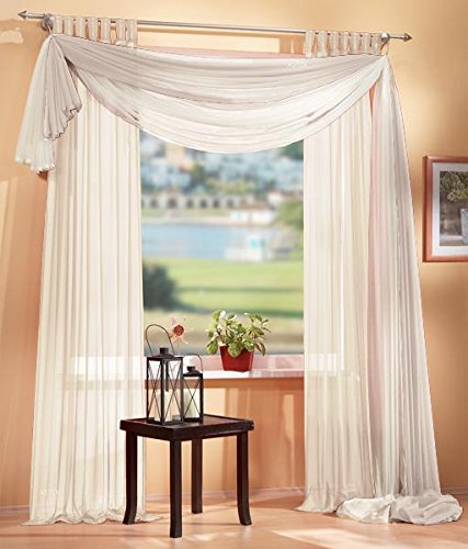 Gardinen Set, 2 x Schlaufenschal Voile, transparent, 245x140, Creme, 1 x...