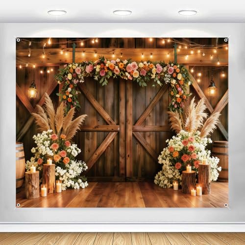 Fondo rústico de boda 10x8ft decorativo en tela miniatura 1