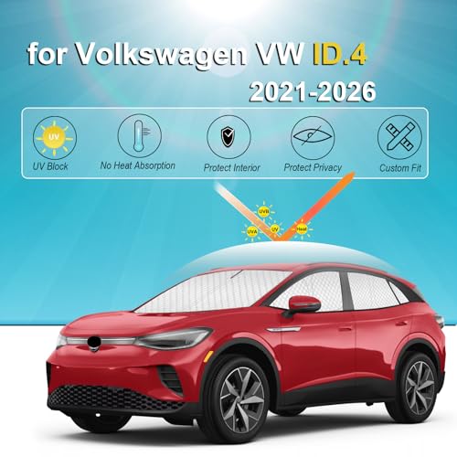 Image of KMF 8pcs Thicken Sun Shades for Volkswagen VW ID.4 2021-2025 2026 Accessories, Full Car Window Covers Sunshade for Windshield Side Rear, UV Block and Blackout Privacy for Car Camping Outdoor