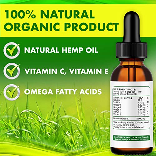 Hemp Oil Drops 24 000 000 mg, 100% Natural Extract, Natural Dietary Supplement, Rich in Omega 3&6 Fatty Acids for Skin & Heart Health, Vegan Friendly - Image 4