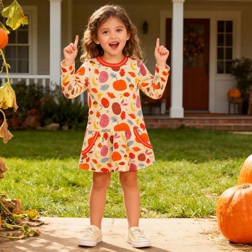 Image of Hongshilian Little Girls Cotton Casual Dress Cartoon Print T-Shirt Short Sleeve Skirt Dresses