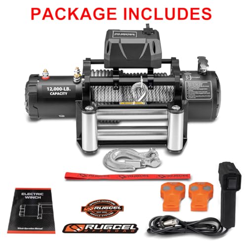 Winche eléctrico de cuerda de acero 12000LB con kit de cuerda RUGCEL miniatura 4
