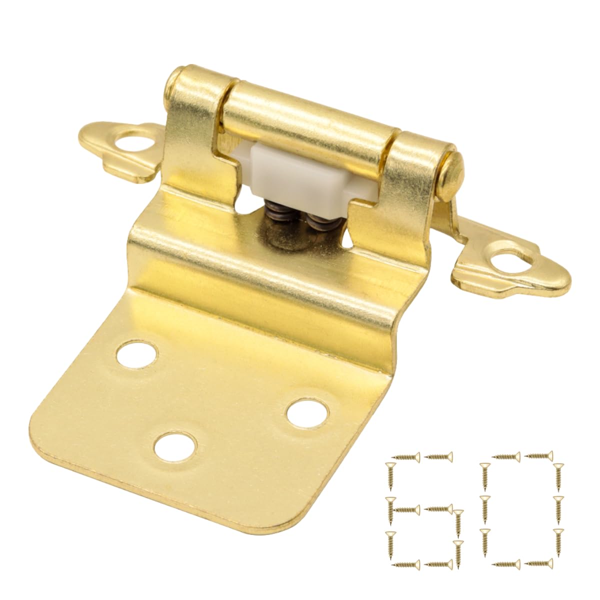 60 Pack (30 Pairs) 3/8" Inset Self Closing Cabinet Hinges Gold
