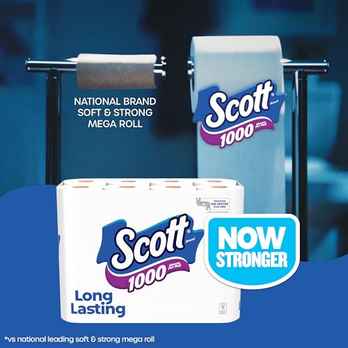 Image of Scott 1000 Toilet Paper, 8 Rolls, Septic-Safe, 1-Ply Toilet Tissue