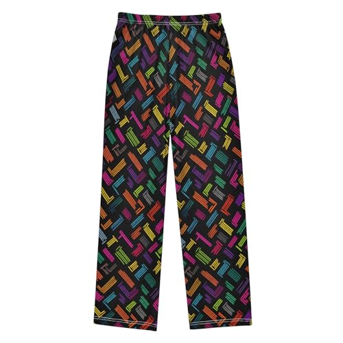 Pajama Pants Lounge Sleep PJ Bottoms Sleepwear Elastic Waist Drawstring S Colorful Line2