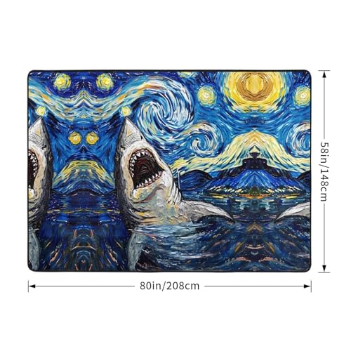 Tapis requin lavable et antidérapant avec motif rétro grand format - 3