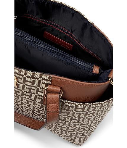 Image of Tommy Hilfiger Evelyn II Convertible Satchel-Square Monogram Jacquard