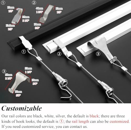 Adjustable Ture Hanging System for Home - Customizable Wall Decor & Mirror Hanging Hardware, Perfect for Living Room (6.5"/2m Cable, Small)