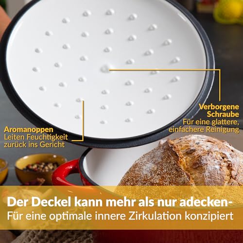 Chefarone Gusseisen Topf 26 cm 4,7 L Emailliert Cocotte Bräter – Ansicht 5