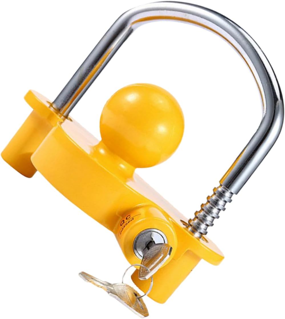 Ciieeo Travel Trailer Hitch Lock -Theft Towing Device for Rvs Boats and More Locking Mechanism Construction Key Included for Secure Coupler Connection