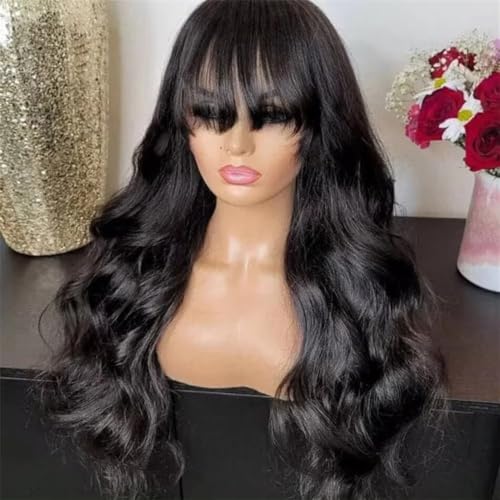 Toppery do włosów 100% Human Hair Wigs Body Wave Wig With Bangs For Women Full Machine Made With On Sale(30inches)