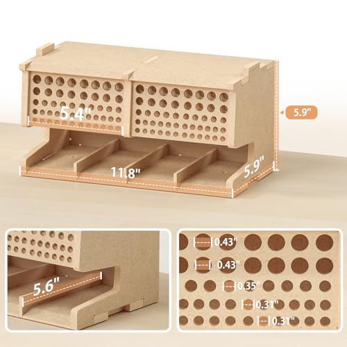 Image of Wooden Model Kit Tool Storage Rack with 100 Holes, Brush /Paint Organizer with MDF Material, Craft Supplies Storage, Brush /Tool Holder, Suitable for Tamiya /Gundam Tools, GK6