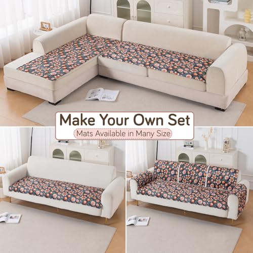 Image of HOKIPO 'Nature Muse' Premium HD Printed Holland Velvet Sofa Cover Mat for 1 /2 /3 Seater & L-Shape Sofa. Make Your Own Sofa Cover Set, Mat 70(D) x 150(L) cm, Nocturne Rose (IN-916-D2)