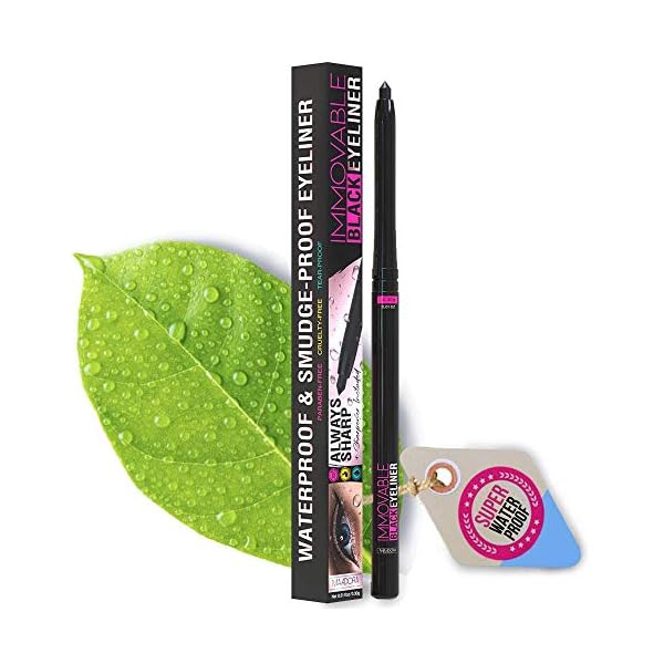 Mia Adora Best Cruelty Free Waterproof Eyeliner Pencil with Sharpener - All Day Smudgeproof Wear - Easy to Use & Perfect Eye Liner for Your Cat Eyes & Waterline - Immovable Makeup (Black)