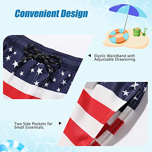 Meriabny Boys Swim Trunks Size 8 Red White Navy American Flag Swim Shorts Kids Quick Dry Swimsuit With Compression Liner For Swimming #TOP5