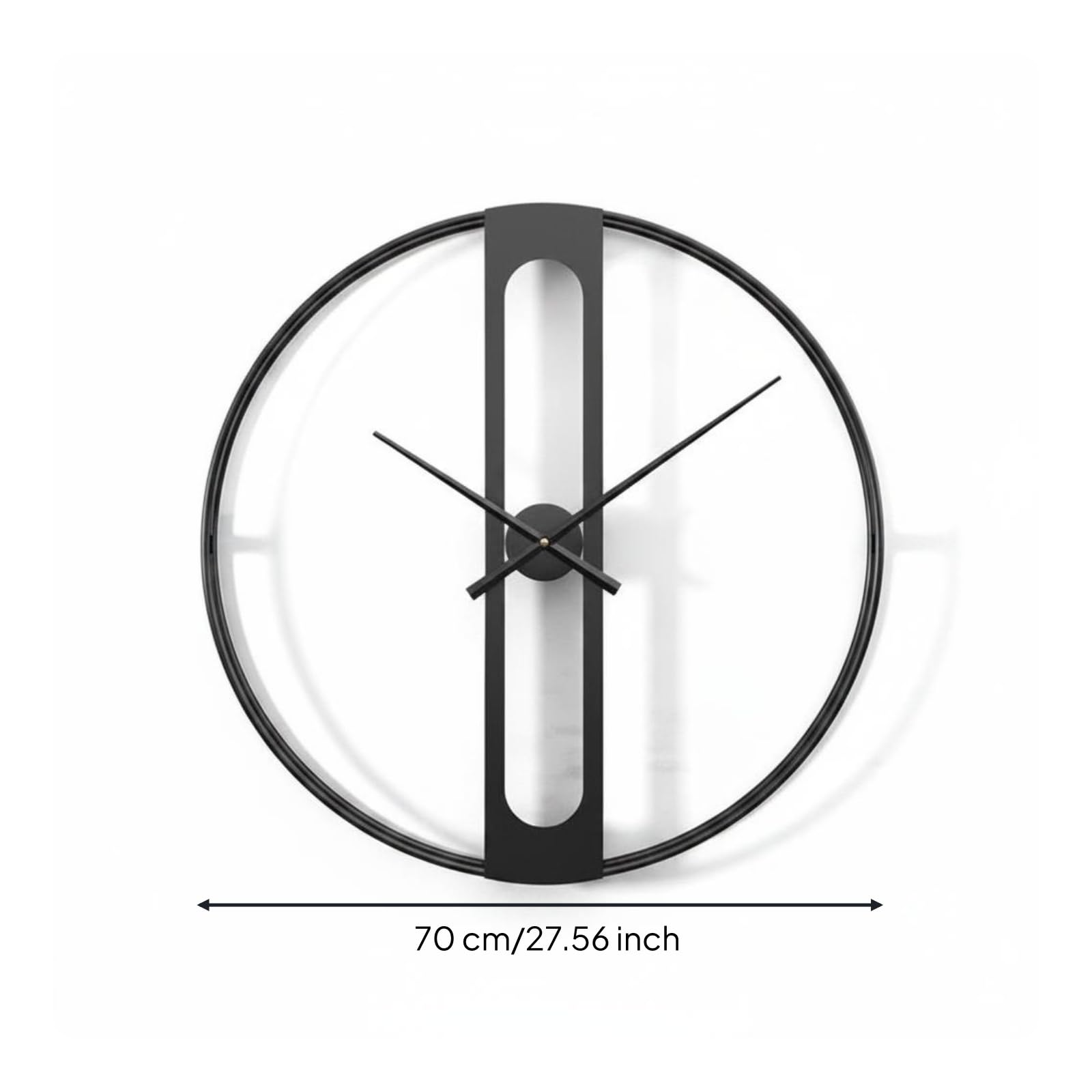 Moderne Wanduhr Pendeluhr Wanduhr mit Marmorzifferblatt Rechteckiges Gehäuse Metallrahmen Leise Uhr Ohne Ticken Einfache Montage für Arbeitszimmer, Schwarz, Langes Pendel