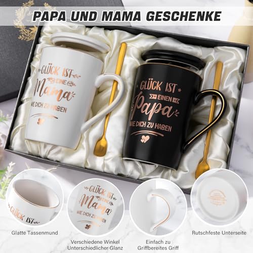 Geschenk für Eltern, Mama und Papa Tassen, Jubiläum Geschenk Set für Eltern – Ansicht 2