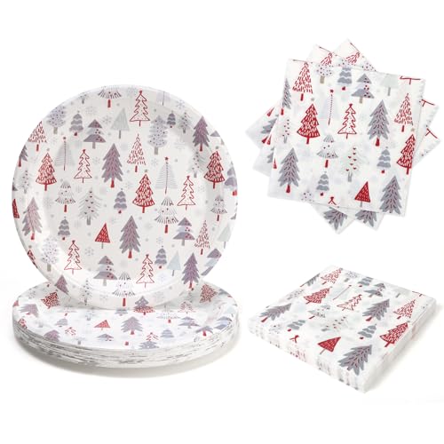 PARTY GO 50 Stück Weihnachtsteller und Servietten Weihnachten,...