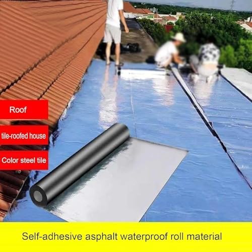 Self-Adhesive Waterproof Asphalt Tape, Aluminum Foil Sealant for Roof & Driveway Repair, Weatherproof Flashing Patch, 3.3" x29.5ft Leak Sealing Membrane