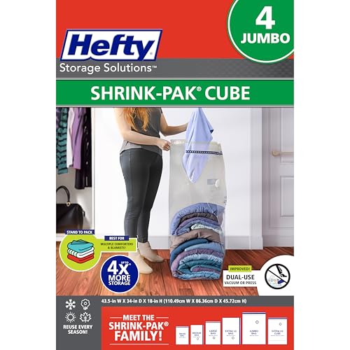 Hefty Shrink-Pak Vacuum Storage Bags &ndash; For Clothes, Pillows, Towels, Blankets & More &ndash; Space...
