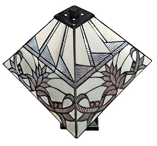 Tiffany Style Table Lamp Banker Mission 22" Tall Stained Glass Tan Green Blue Red Floral Flower Vintage Antique Light Décor Living Room Bedroom Handmade Gift Am312Tl14B Amora Lighting #TOP2