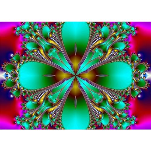 Diamond Painting Fleur Abstraite Verte 5D DIY - Broderie Diamant Complet Strass Carré 70x100 cm