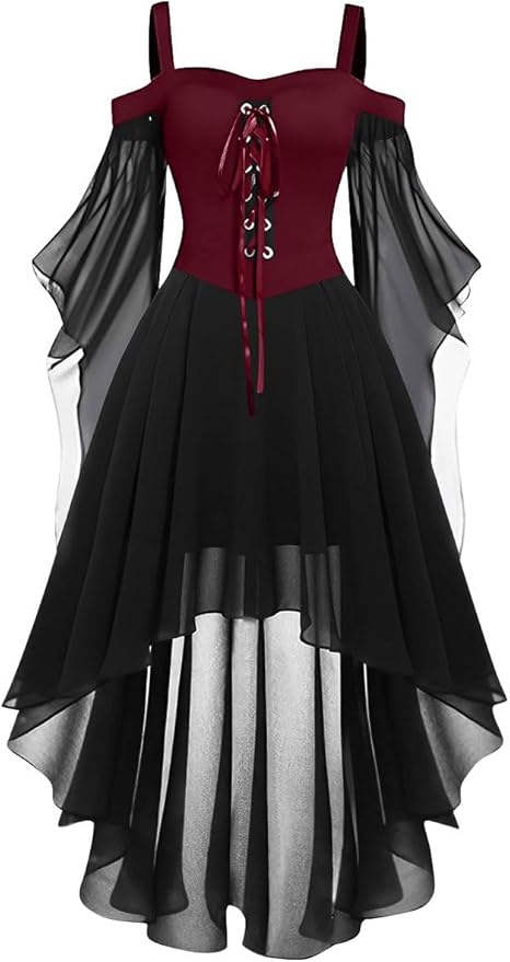 OIOLOYJM Witch Costume Women Sexy Plus Size Renaissance Vampire Gothic Corset Womens Halloween Costumes Woman 2025 Clothes Dresses Wine 3XL
