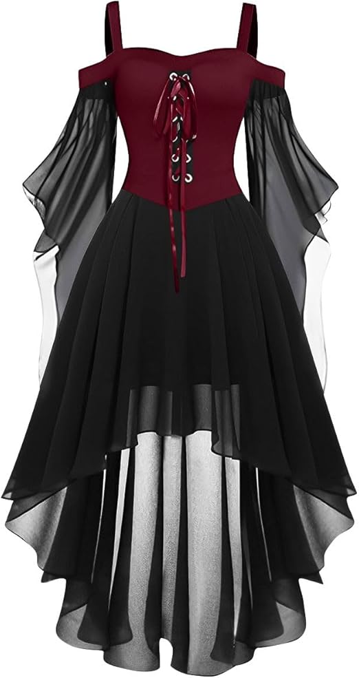 OIOLOYJM Witch Costume Women Sexy Plus Size Renaissance Vampire Gothic Corset Womens Halloween Costumes Woman 2025 Clothes Dresses Wine 3XL