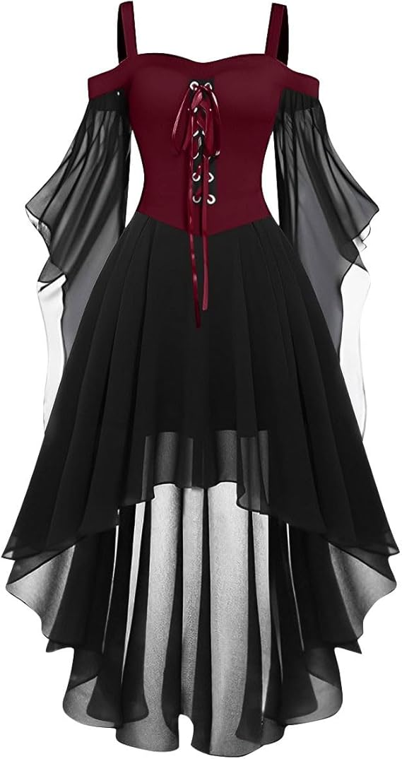 OIOLOYJM Witch Costume Women Sexy Plus Size Renaissance Vampire Gothic Corset Womens Halloween Costumes Woman 2025 Clothes Dresses Wine 3XL